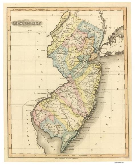 New Jersey 1822 Old State Map Lucas Reprint Etsy World Atlas Map