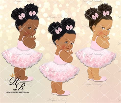 Pink Ballerina Baby Girl Afro Puff African American Baby 3 Etsy