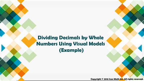 Dividing Decimals By Whole Numbers Using Visual Models Example
