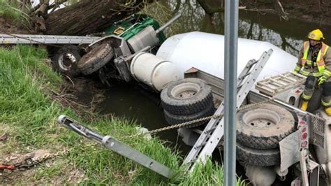 Driver Trapped After Cement Truck Hits Tree Rolls Into Creek Ctv News