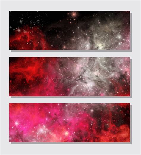 Space Abstract Galaxy Banners Set Vector Design Stock Vector