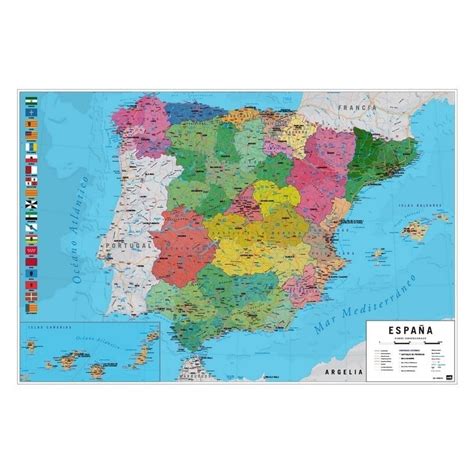 Comprar Poster De Mapa España Físico Político Gigante