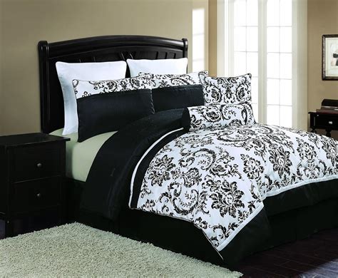 Vcny Daniella 8 Piece Flocked Comforter Set Blackwhite