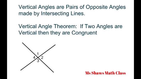 Definition And Examples Of Vertical Angles Vertical Angle