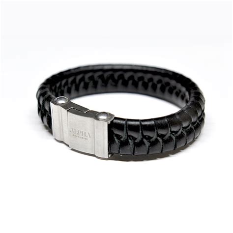 Mens Designer Leather Bracelet Mens Leather Bracelets Alpha Mens