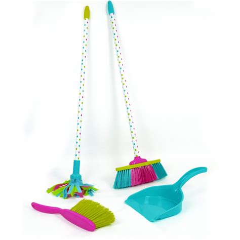 Mop and brush icon vector illustration design. Kids Cleaning Set - Includes Broom Mop Dustpan and Brush ...