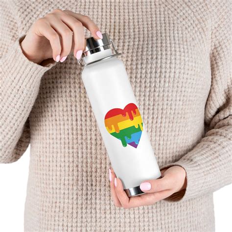 Rainbow Heart Water Bottle Lgbt Pride T Gay Pride Etsy