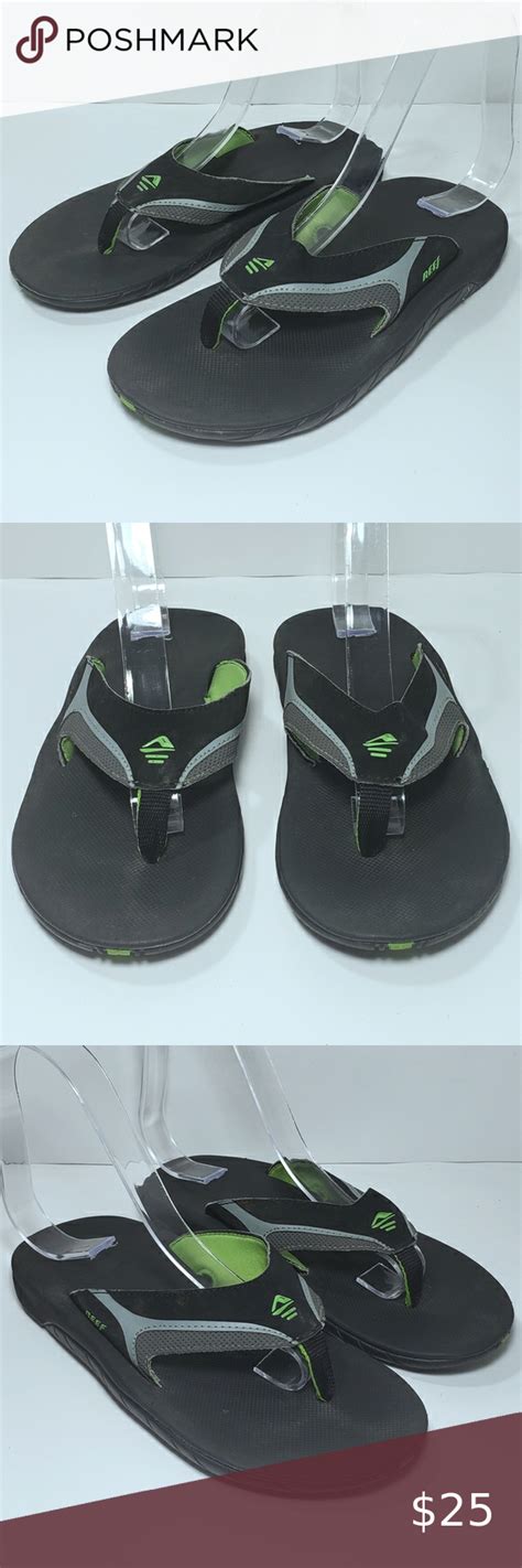 reef black neon green flip flop sandals