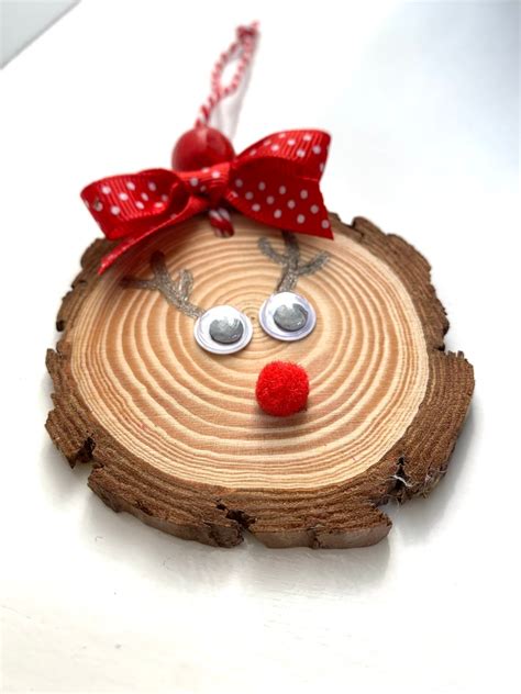 Reindeer Christmas Ornament Wood Slice Ornament Handmade | Etsy