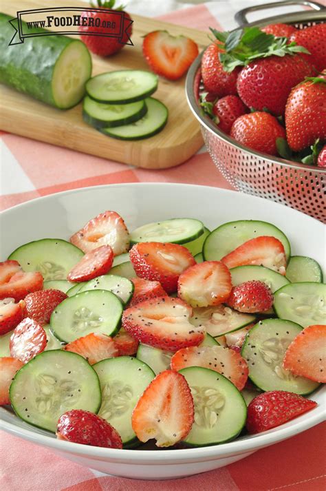 strawberry cucumber salad food hero cucumber strawberry summersalad fresh foodhero