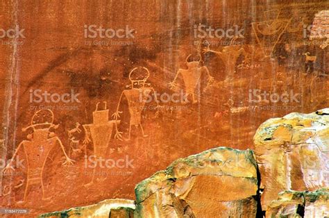 Native American Petroglyphs In Capitol Reef National Park Along The