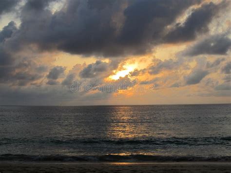 Dramatic Sunset Sky With Clouds Over Ocean Stock Image Image Of