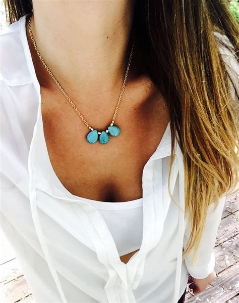 Turquoise Teardrop Charm Necklace