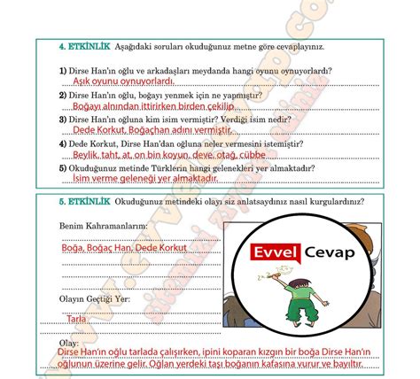 5. sınıf Anıttepe Yayıncılık Türkçe Ders Kitabı Sayfa 118-123-124-125-126 Cevapları