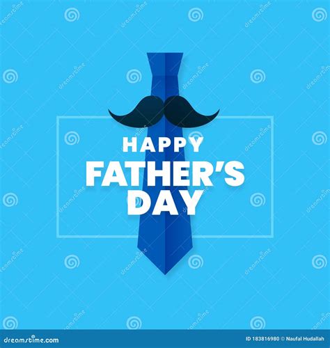 Happy Fathers Day Celebration Typography Text Poster Background Design With Mustache And Tie