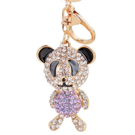 Bling Bling Crystal Rhinestone Panda Metal Keychain Keyring Car