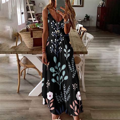 Tianek Dresses For Women Sleeveless V Neck Floral Maxi Sun Dress Lace