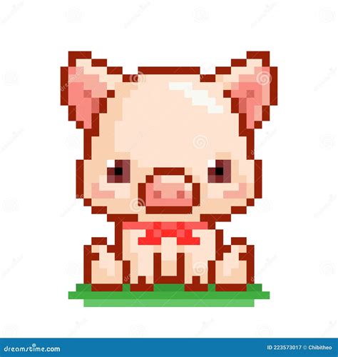 Pixel Art Image Of A Sitting Pig Vector Illustration Stock