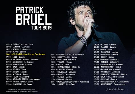 Tous les concerts de patrick bruel en france et en europe. Bruel Tour 2019