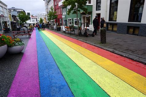 Iceland Reykjavík August 7th 2022 Pride Month Rainbow Road In