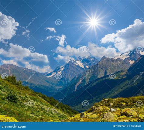 Green Mountain Valley Under A Sparkle Sun Stock Photo Image Of Summer