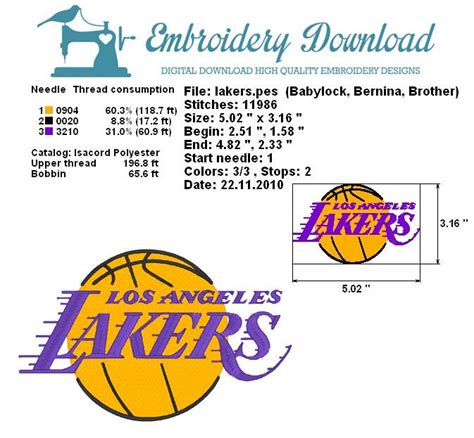 When designing a new logo you can be inspired by the visual logos found here. Los Angeles Lakers Logo Embroidery Design — EmbroideryDownload