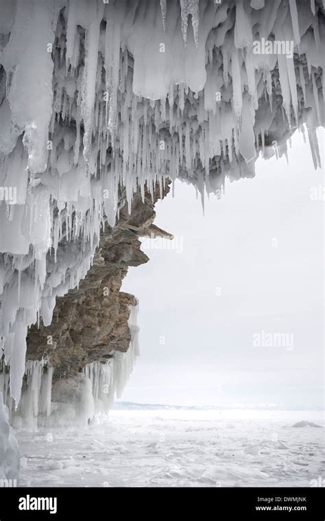 Icicles Formed On The Roof Of Caves At Olkhon Island Lake Baikal