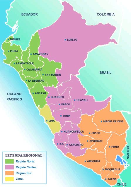 Mi PerÚ Mapa De Perú Y Sus Departamentos