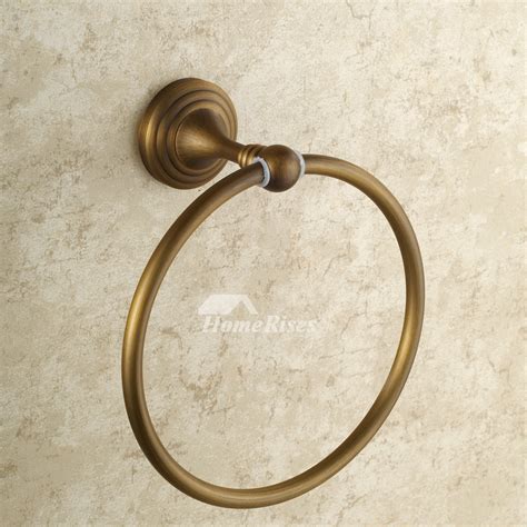 Golden Brass Antique Towel Ring Wall Mount Bathroom