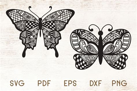 Butterfly Zentangle - Doodle Art SVG (407459) | SVGs | Design Bundles