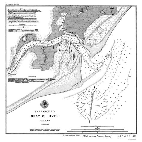 Brazos River 1889 - Old Map Nautical Chart AC Harbors 522 - Texas - OLD