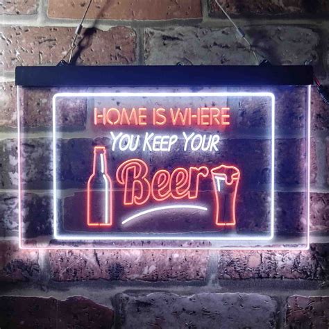 Home Is Where You Keep Your Beer Bar Slogan Dual Color Led Etsy