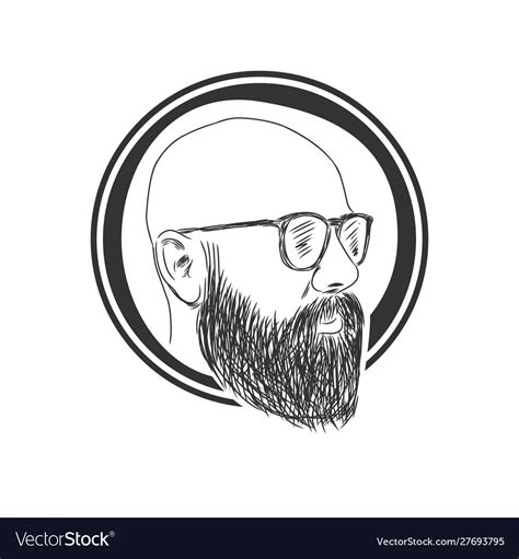 Bald Man With Beard Vintage Style Royalty Free Vector Image