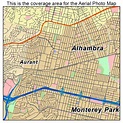 Aerial Photography Map of Alhambra, CA California