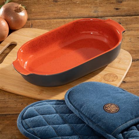 large grey and red oval stoneware dish stoneware dishes from hairy bikers kitchenware uk