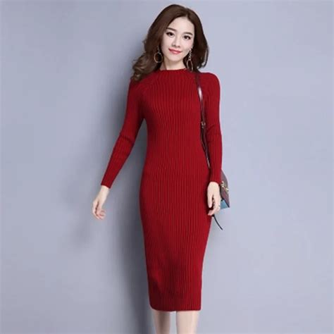 Aliexpress Com Buy Bgteever Winter Thick Long Sweater Dress Women