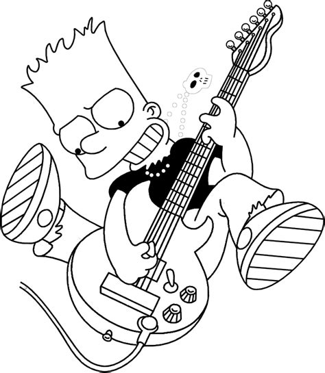 Bart Simpson Toca La Guitarra Para Colorear Simpsons Coloring Pages