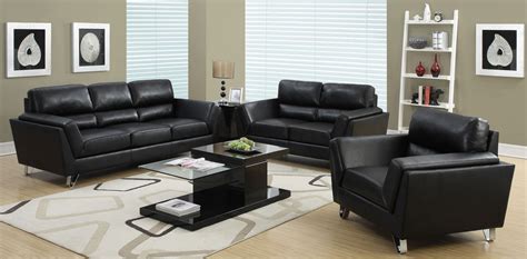 Black Bonded Leather Match Living Room Set From Monarch 8203bk