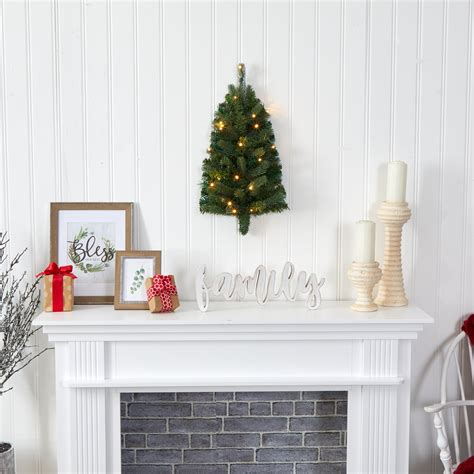 2ft Flat Back Wall Hanging Artificial Christmas Tree With 20 Clear Led