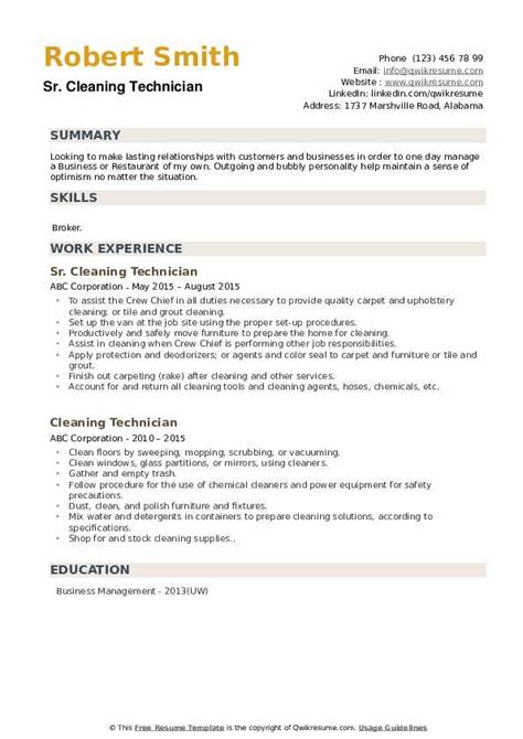 Cleaning person resume sample unique cleaner resume writing guide +12 templates pdf 039;20. Cleaning Technician Resume Samples | QwikResume
