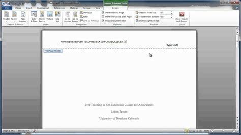 Apa Style Headers In Microsoft Word 2010 Youtube