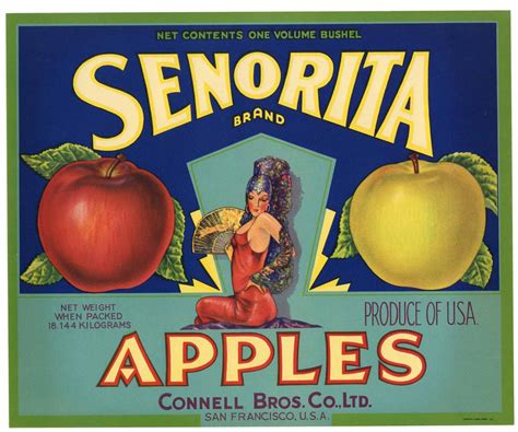 Senorita Brand Vintage Apple Crate Label Thelabelman