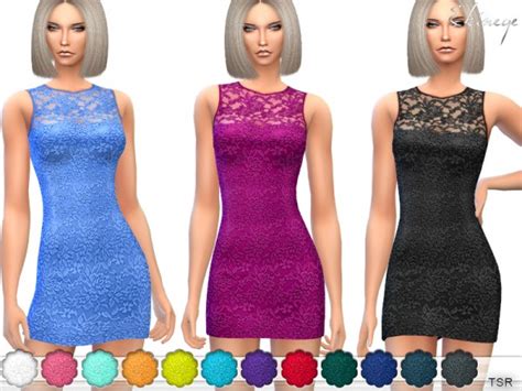 The Sims Resource Sleeveless Lace Dress By Ekinege • Sims 4 Downloads