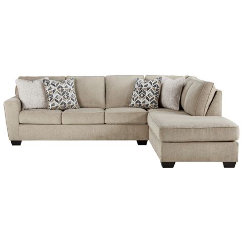 signature design by ashley decelle contemporary 2 piece sectional with right chaise furniture