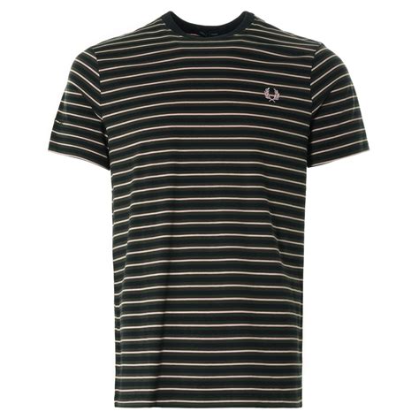 Fred Perry Fine Stripe T Shirt Hunting Green M