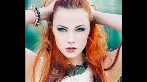 Redhead Women Green Eyes Face Looking At Viewer Long Hair Model