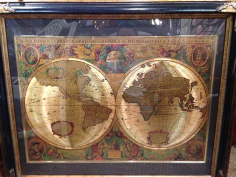 Manifestations Inc Old World Maps Antique Large Frame Black Etsy