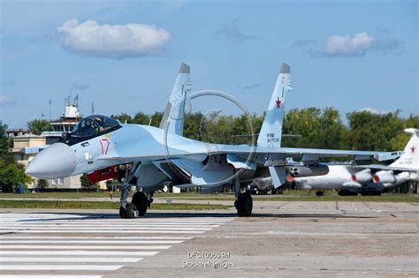 Russian Aerospace Forces Su 35s Fighter Bomber Taxiing On The Runway