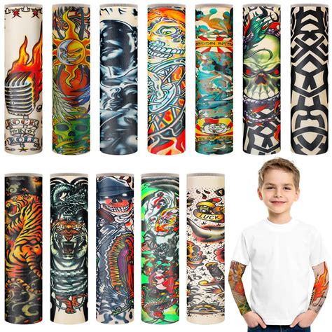 Buy 12 Pieces Tattoo Arm Sleeves For Kids Fake Tattoo Sleeve Sunscreen