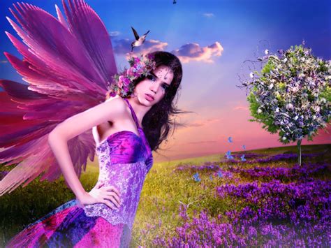 âœ°purple Butterfly Fairy In Springâœ° Hd Desktop Wallpaper
